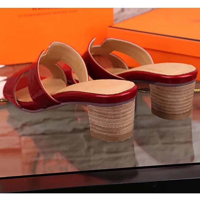 2016 hermes classic women Slippers in Patent leather