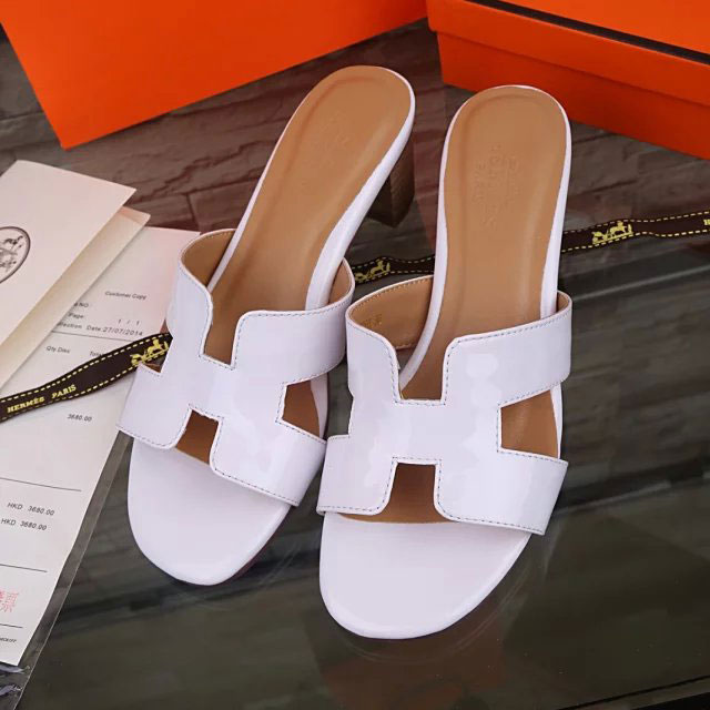 2016 hermes classic women Slippers in Patent leather