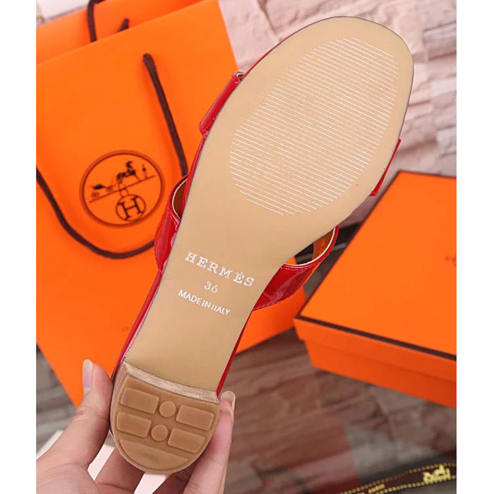 2016 hermes classic women Slippers in Patent leather