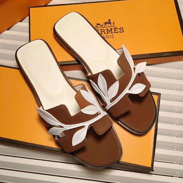 2016 hermes new arrivals women Slippers in Calfskin leather