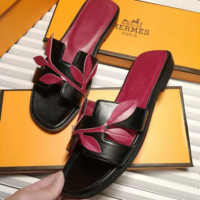 2016 hermes new arrivals women Slippers in Calfskin leather