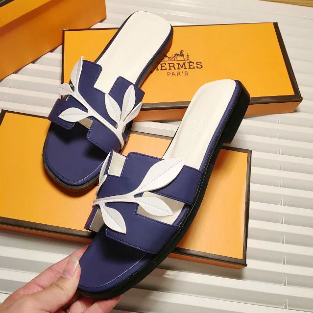 2016 hermes new arrivals women Slippers in Calfskin leather