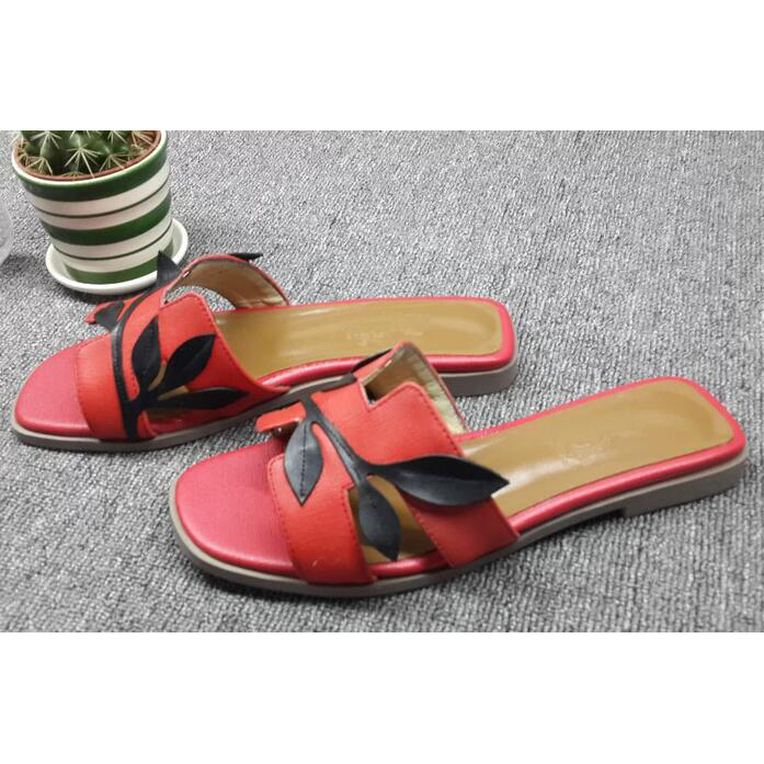 2016 hermes new arrivals women Slippers in Calfskin leather