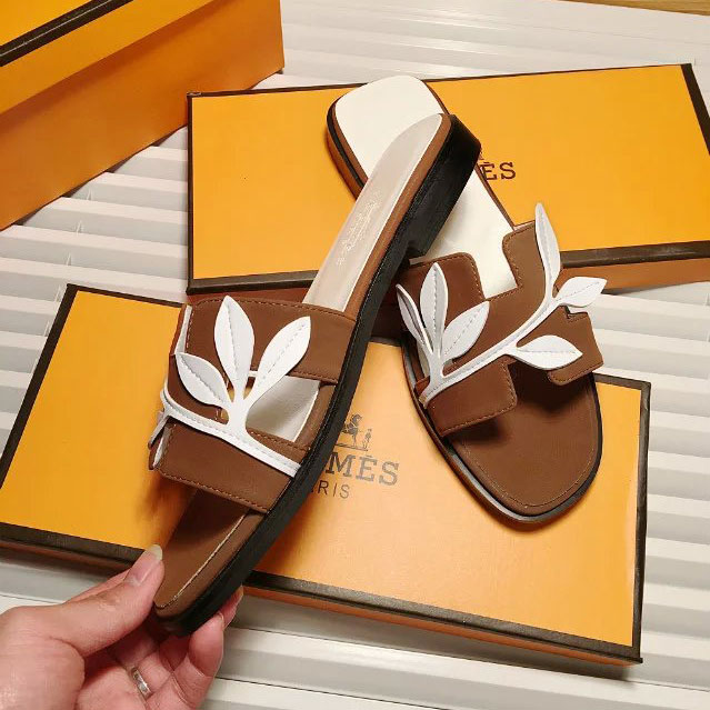 2016 hermes new arrivals women Slippers in Calfskin leather