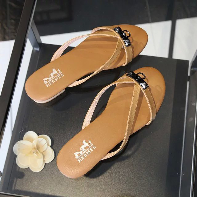 2016 hermes women Flip-flops in Sheepskin leather