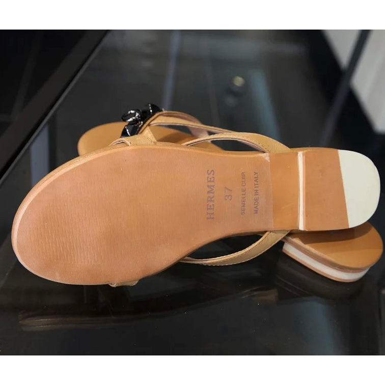 2016 hermes women Flip-flops in Sheepskin leather