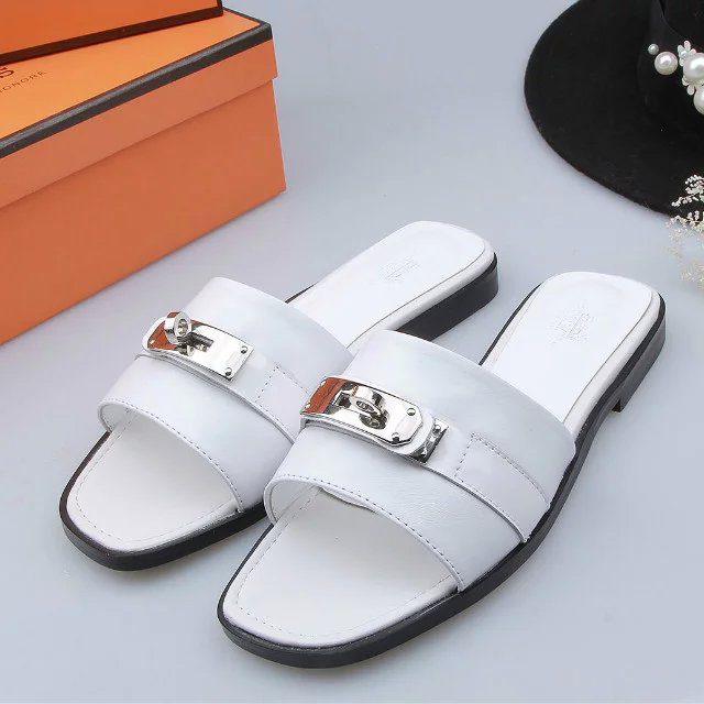 2016 hermes women Slippers in Calfskin leather