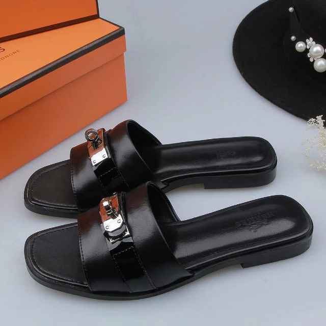 2016 hermes women Slippers in Calfskin leather