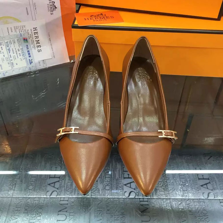 2016 hermes women shoes in calfskin leather 5CM