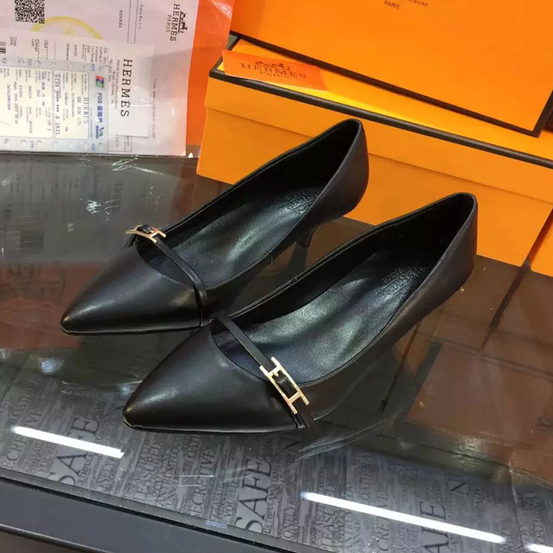 2016 hermes women shoes in calfskin leather 5CM