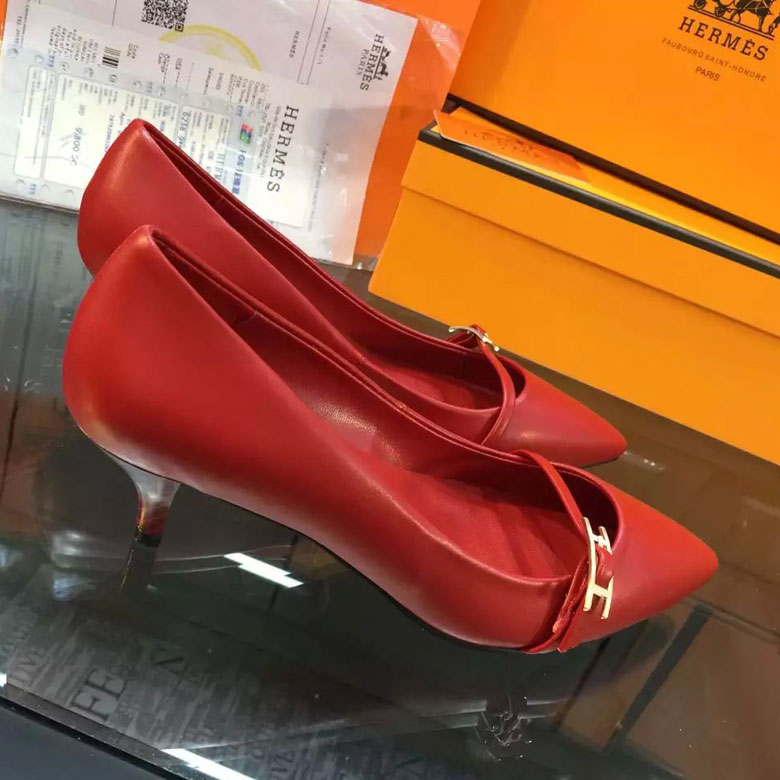 2016 hermes women shoes in calfskin leather 5CM