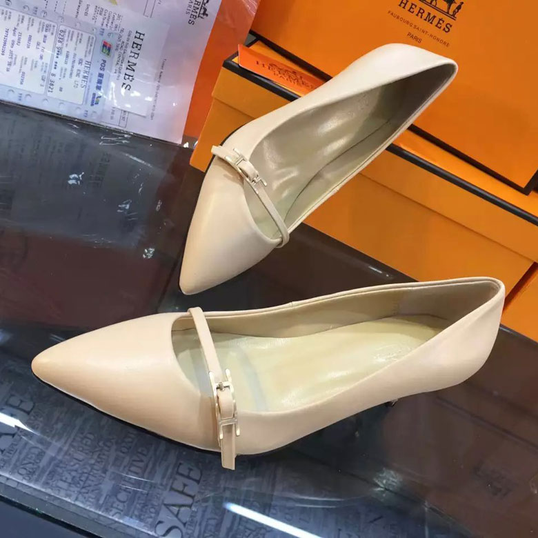 2016 hermes women shoes in calfskin leather 5CM