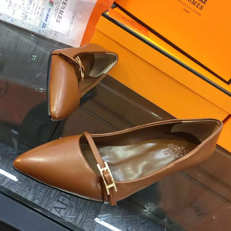 2016 hermes women shoes in calfskin leather 5CM