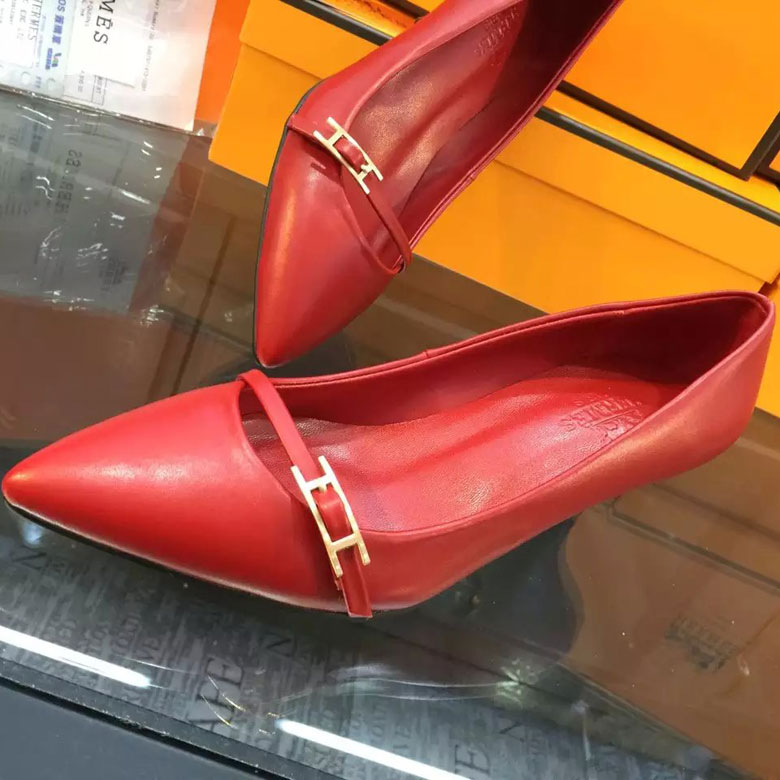 2016 hermes women shoes in calfskin leather 5CM