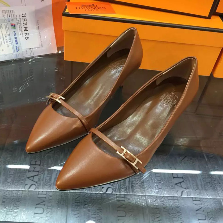 2016 hermes women shoes in calfskin leather 5CM