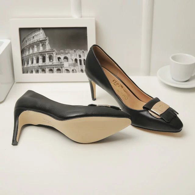 2016 new arrivals Ferragamo shoes in Calfskin leather Heel Height 7cm