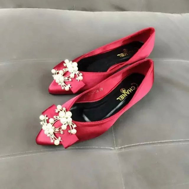 2016 new arrivals Flats shoes in Silk With Rhinestone buckle