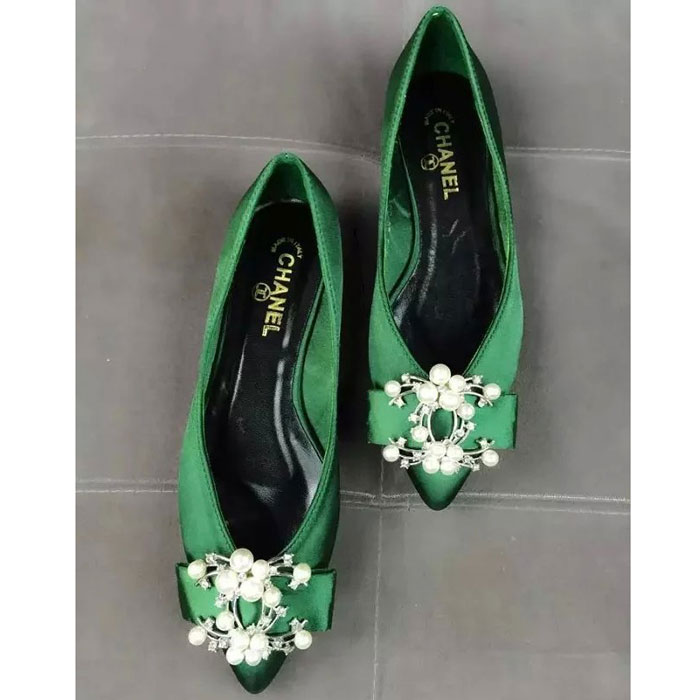 2016 new arrivals Flats shoes in Silk With Rhinestone buckle