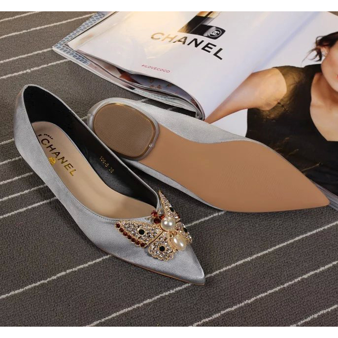 2016 new arrivals chanle Flats shoes in Silk