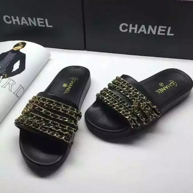 2016 new arrivals chanle Slippers with Chain