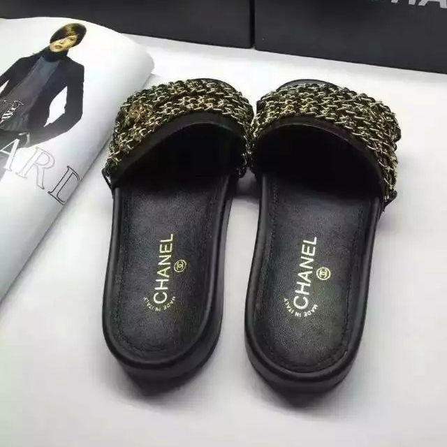 2016 new arrivals chanle Slippers with Chain