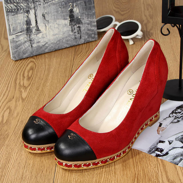 2016 new arrivals chanle wedge heel shoes