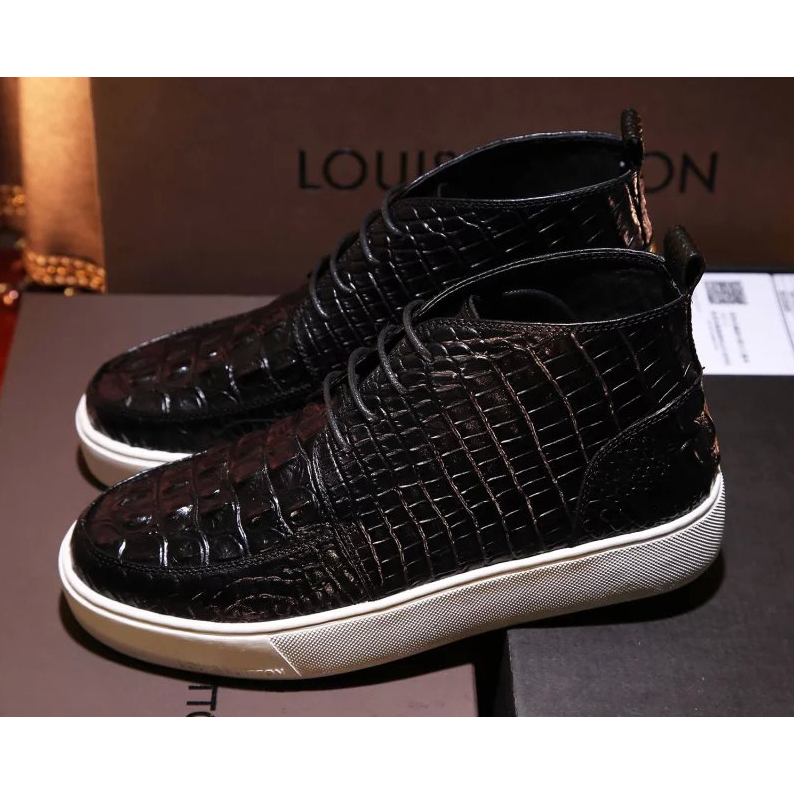 2016 new arrivals louis vuitton Crocodile pressure patterns Leather men casual Boots