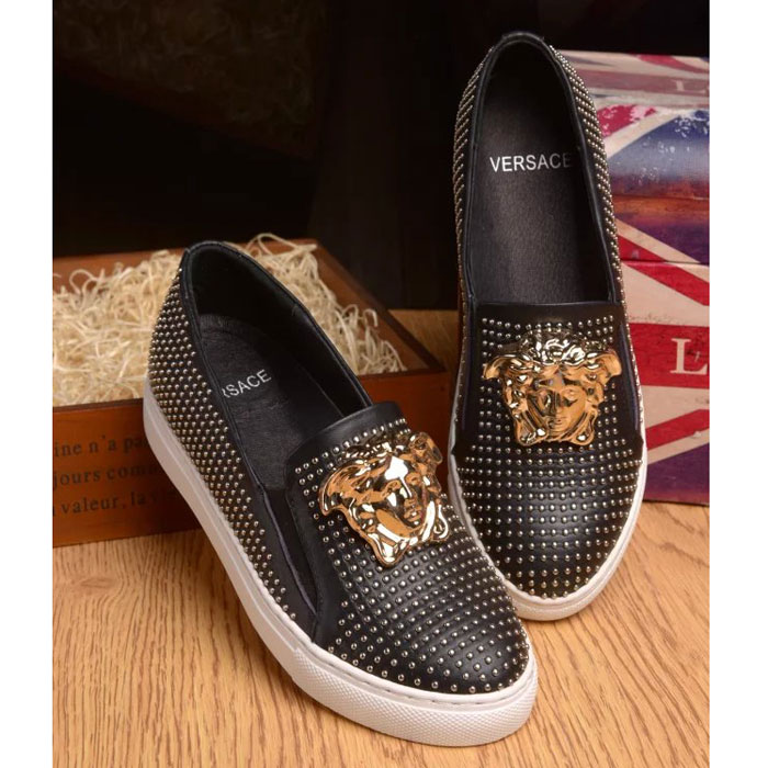 2016 versace women Cowhide leather lovers shoes with Rivet