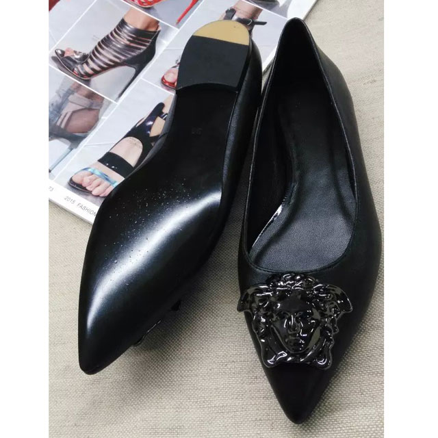 2016 versace women Flats shoes in Calfskin leather