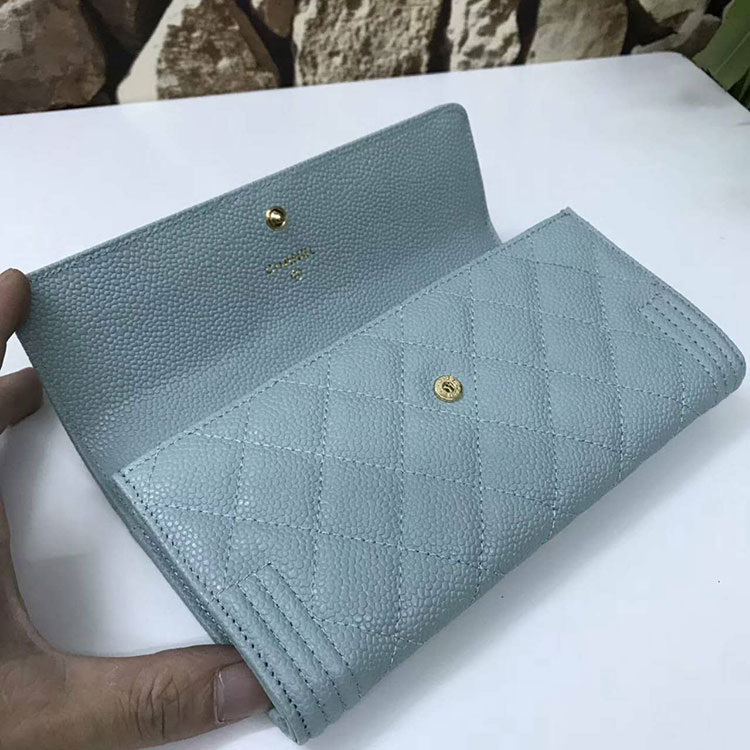 2017 Boy Chanel Embroidery Bi-Fold Wallet Original Caviar Leather A80286