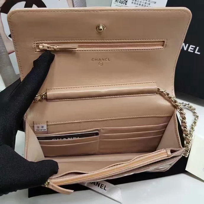 2017 Boy Chanel WOC mini Flap Bag Apricot Original Patent leather A80287