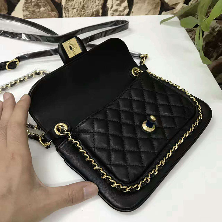 2017 Chanel A38007 Classic Flap Bag Black Original Lambskin Leather