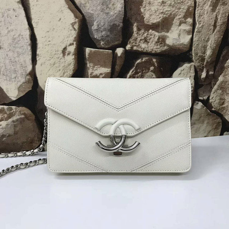 2017 Chanel A91897 White Original Leather Flap Bags Silver