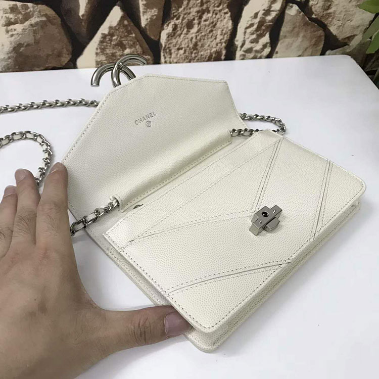 2017 Chanel A91897 White Original Leather Flap Bags Silver