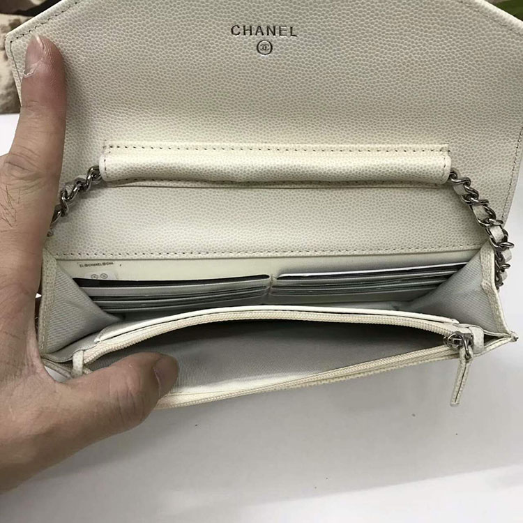 2017 Chanel A91897 White Original Leather Flap Bags Silver