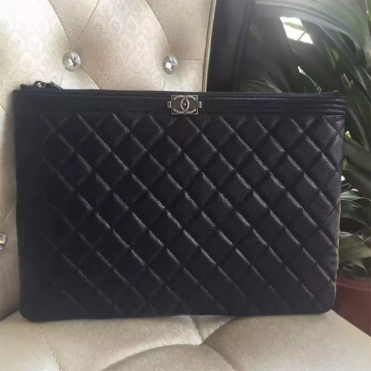 2017 Chanel Banquet Clutch Original Caviar Leather A80560 Black