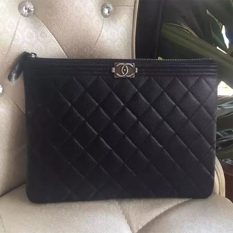 2017 Chanel Banquet Clutch Original Caviar Leather A80562 Black