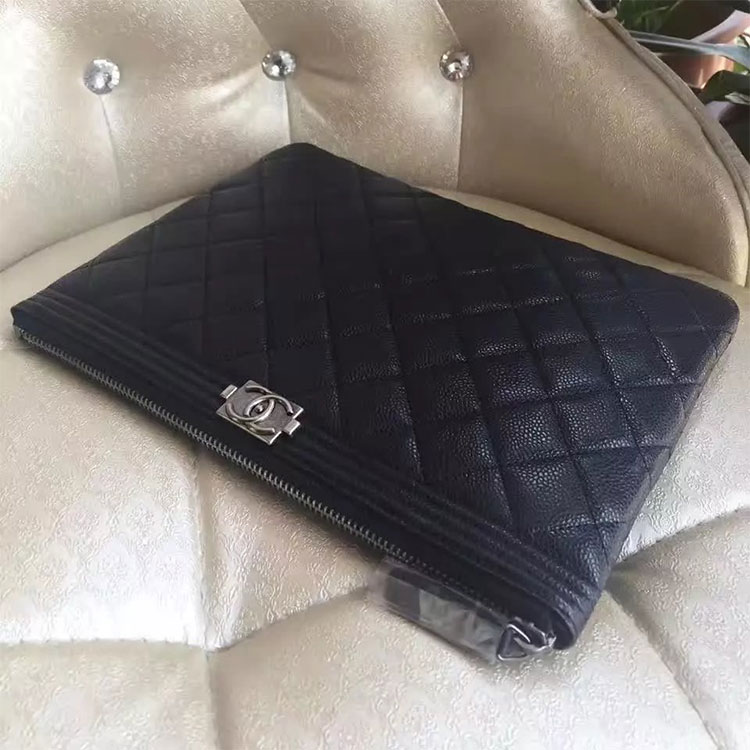 2017 Chanel Banquet Clutch Original Caviar Leather A80562 Black