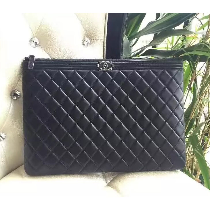 2017 Chanel Banquet Clutch Original Sheepskin Leather A80560 Black