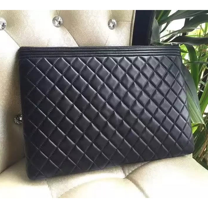 2017 Chanel Banquet Clutch Original Sheepskin Leather A80560 Black