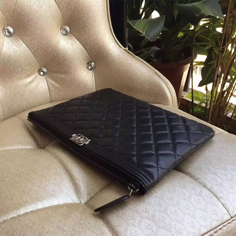 2017 Chanel Banquet Clutch Original Sheepskin Leather A80562 Black