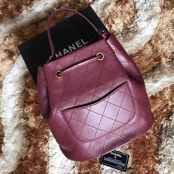 2017 Chanel Burgundy Original Nubuck Leather Bucket bag A98151