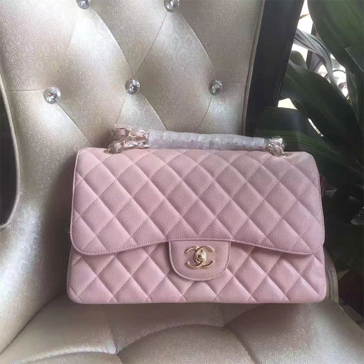 2017 Chanel Classic Flap Bag 1113 Pink Original Caviar leather Gold Hardware