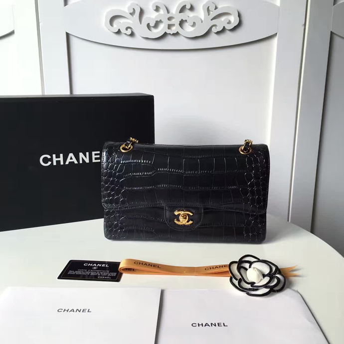 2017 Chanel Classic Flap Bag Black 1112 Original Leather with Gold