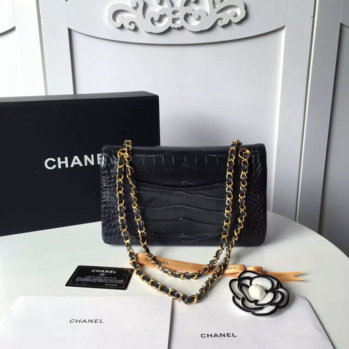 2017 Chanel Classic Flap Bag Black 1112 Original Leather with Gold