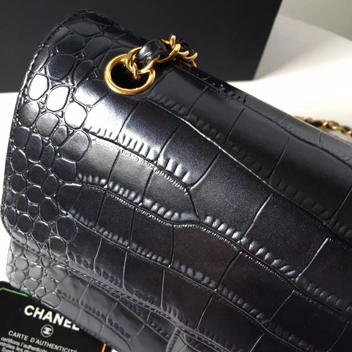 2017 Chanel Classic Flap Bag Black 1112 Original Leather with Gold