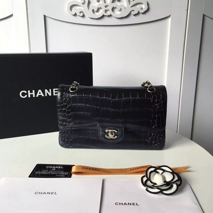 2017 Chanel Classic Flap Bag Black 1112 Original Leather with Silver