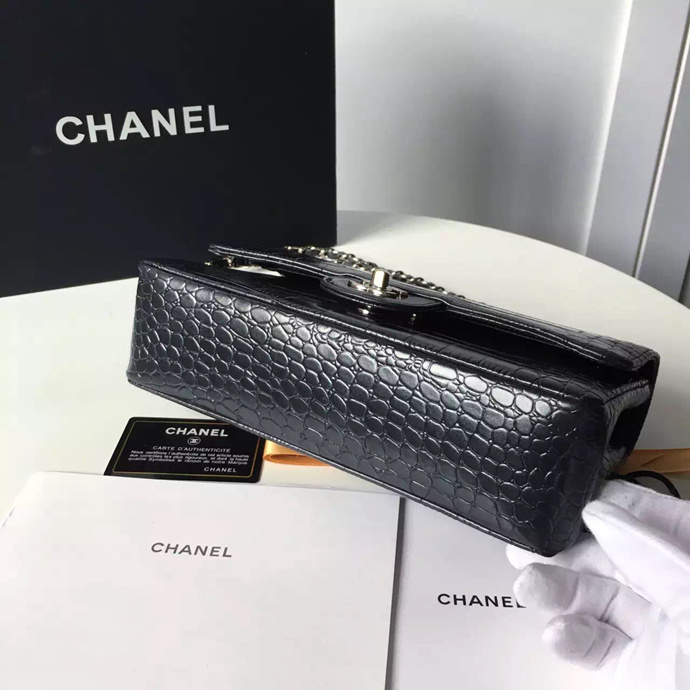 2017 Chanel Classic Flap Bag Black 1112 Original Leather with Silver