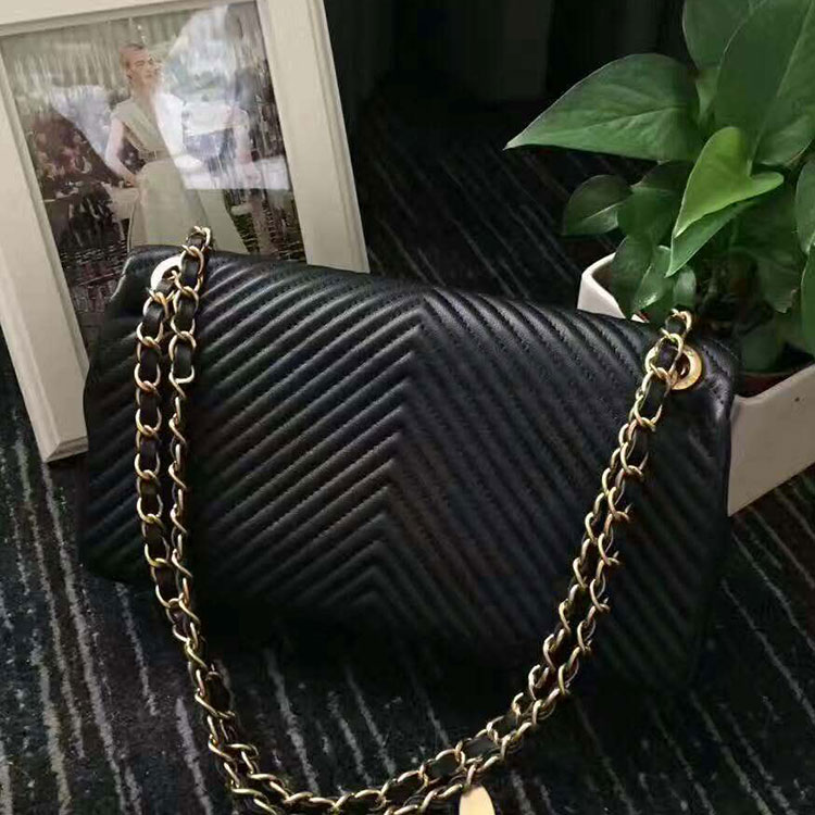 2017 Chanel Classic Flap Bag Black Original Leather 1112 Gold hardware