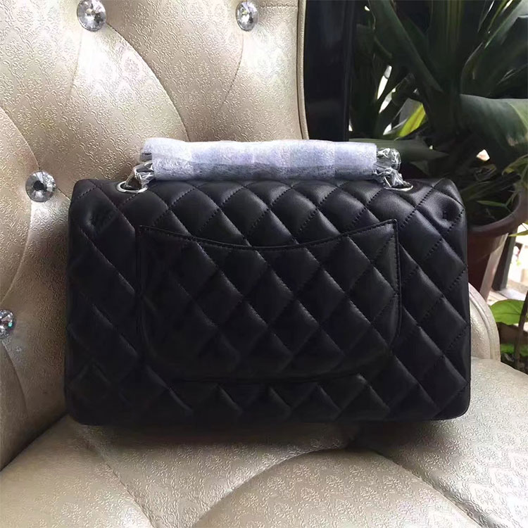 2017 Chanel Classic Flap Bag Black Original Sheepskin Leather 1112 Silver hardware